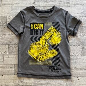 Jumping Beans Active Tonka Gray T-Shirt with Yellow Excavator Design Size 2T